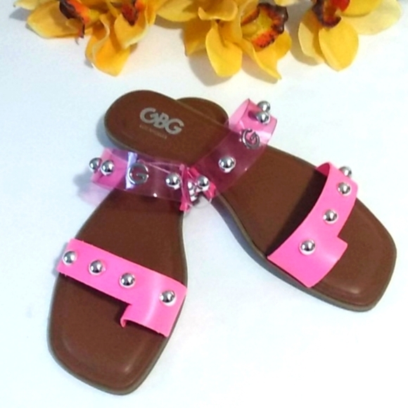 GBG Los Angles Pink Silver Stud Thong Sandals SIZE 8.5 NWOT - Picture 8 of 8